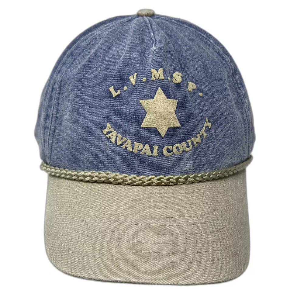 Cobra Caps 5 Panel Hat Blue Beige OS Snapback Rope Yavapai County Star Cap